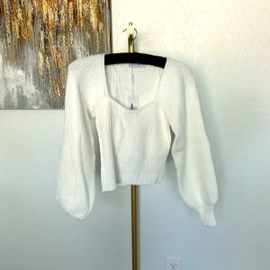 Petal & Pup Gia Sweetheart Neck Bell Sleeve Sweater